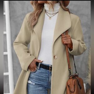 Khaki Overcoat with Pockets